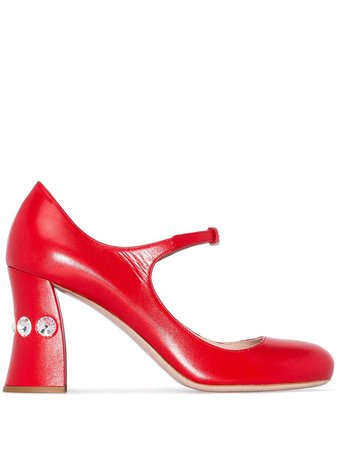 Miu Miu Mary Jane embellished heel pumps £580 - Buy Online - Mobile Friendly, Fast Delivery