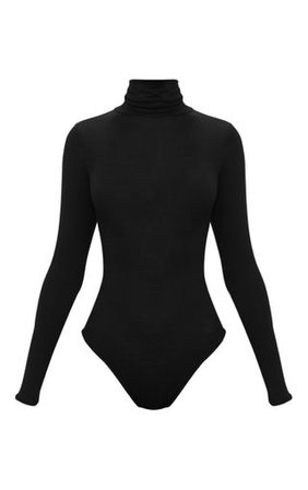 Black Roll Neck Long Sleeve Bodysuit | PrettyLittleThing