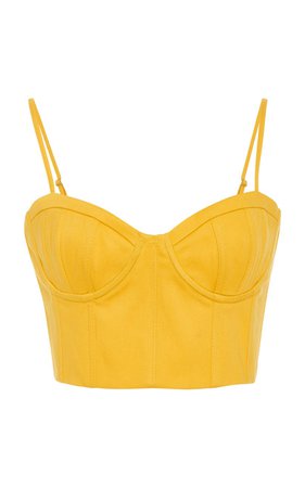large_sally-lapointe-yellow-cropped-stretch-cotton-twill-bustier-top.jpg (824×1320)