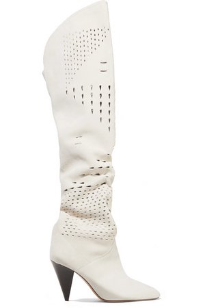Isabel Marant | Lyde laser-cut suede thigh boots | NET-A-PORTER.COM