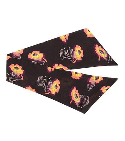 Floral-printed silk scarf