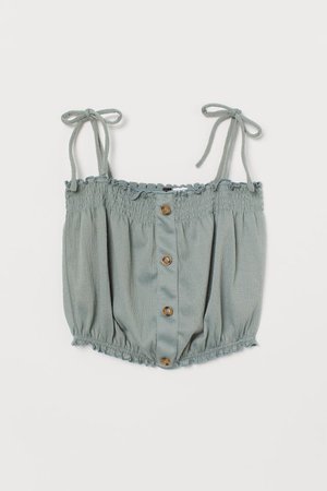 Smocked Camisole Top - Dusky green - | H&M US