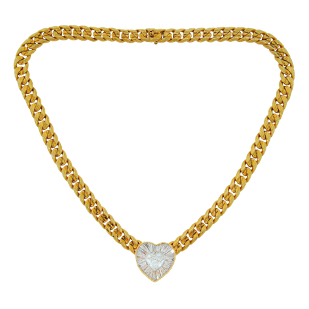 BULGARI Diamond Heart & Yellow Gold Necklace