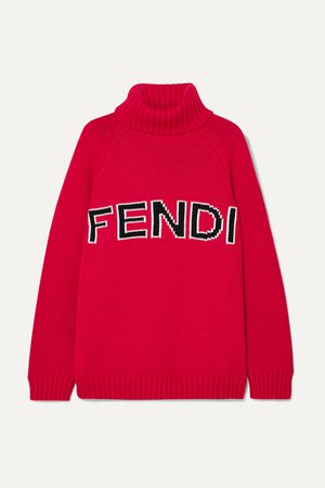 Fendi | Intarsia-knit wool turtleneck sweater | NET-A-PORTER.COM
