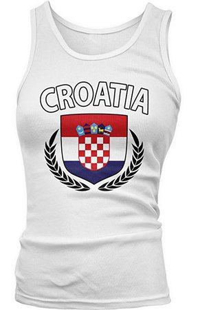 Junior's Croatia Flag Shield Tank Top