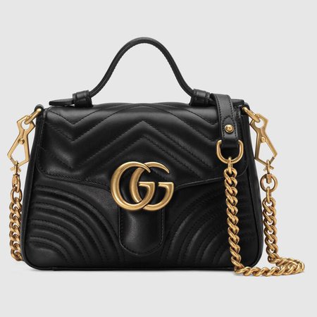black chevron leather GG Marmont mini top handle bag | GUCCI® US
