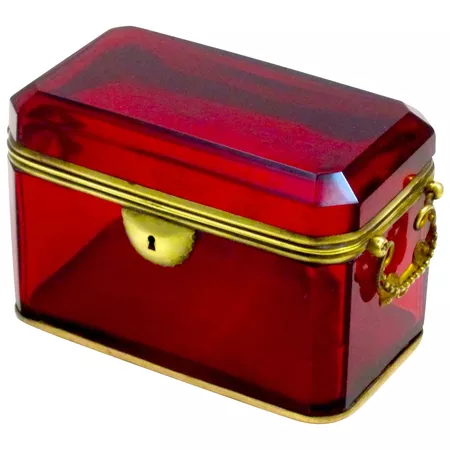 Large Antique French Ruby Red Glass Casket with Dore Bronze Mounts. : Grand Tour Antiques | Ruby Lane
