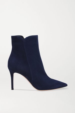 Midnight blue Levy 85 suede ankle boots | Gianvito Rossi | NET-A-PORTER