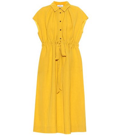 Drawstring-waist linen-blend dress