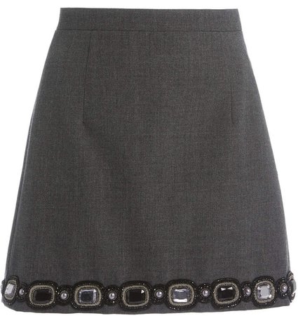 Andrew Gn Embroidered Wool Mini Skirt