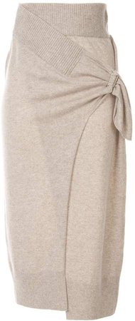 draped wrap midi skirt