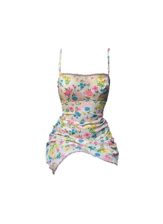 y2k dress pink blue yellow flowers floral