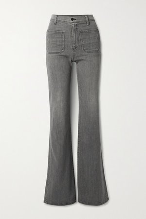 Florence Distressed High-rise Flared Jeans - Gray