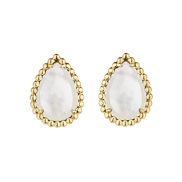 SERPENT BOHÈME EARRINGS STUDS, S MOTIF Ear studs set with white mother-of-pearl in yellow gold