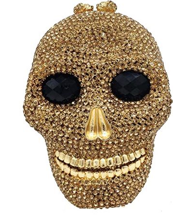 Halloween Novelty Skull Clutch Women Evening Bags Party Cocktail Crystal Purses and Handbags (Big,Gold): Handbags: Amazon.com
