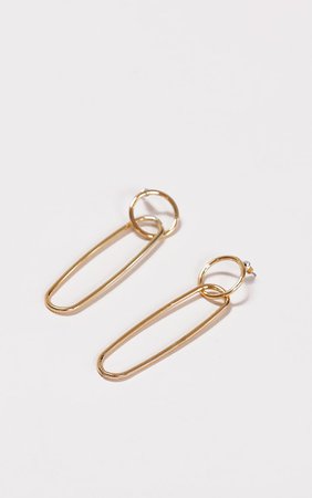 Gold Hoop Long Drop Earrings | Accessories | PrettyLittleThing