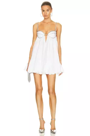 AREA Scallop Mini Dress in White | FWRD