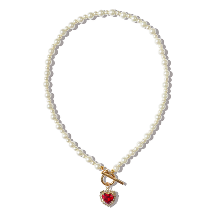 "Romanticize" Red Heart Toggle Pearl Necklace – Gemini Jewels