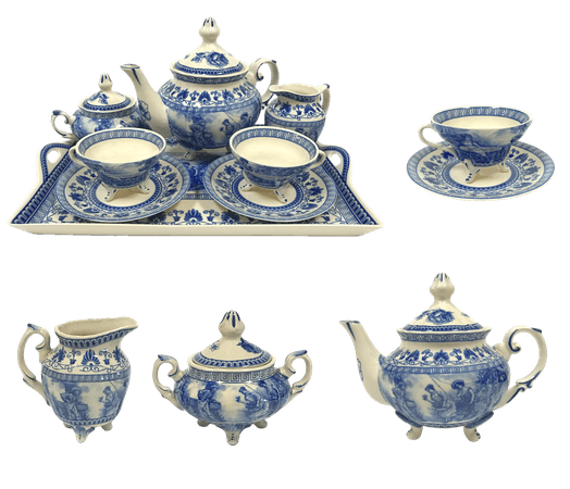 antique porcelain tea set png