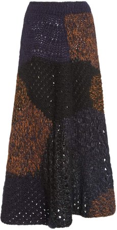 The Row Anjelica Color-Block Open-Knit Skirt