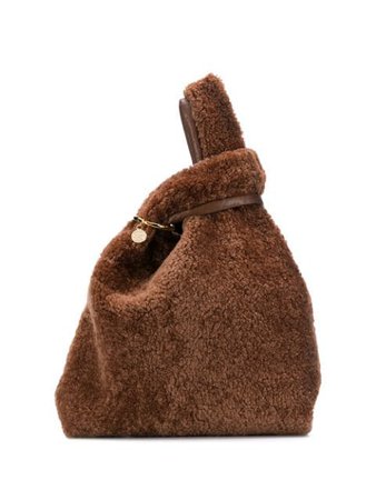 Shop brown Simonetta Ravizza shearling tote bag with Express Delivery - Farfetch