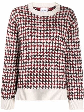 Shop Barrie houndstooth rib-trimmed jumper with Express Delivery - FARFETCH