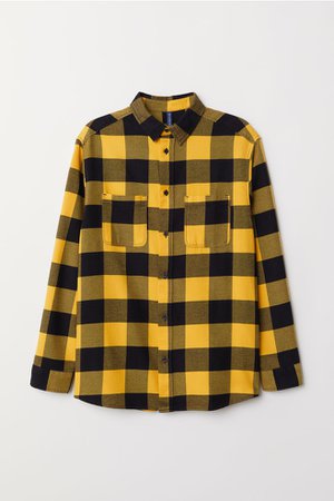 Cotton Flannel Shirt - Yellow/black plaid - Men | H&M US