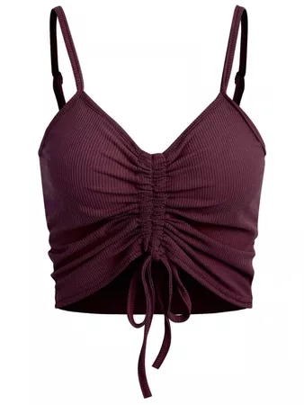 Drawstring Ruched Crop Cami Top RED WINE: Tank Tops M | ZAFUL