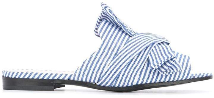 striped bow sandals
