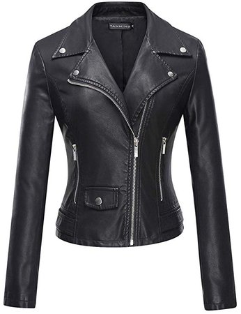 Tanming Women's Faux Leather Moto Biker Short Coat Jacket at Amazon Women's Coats Shop