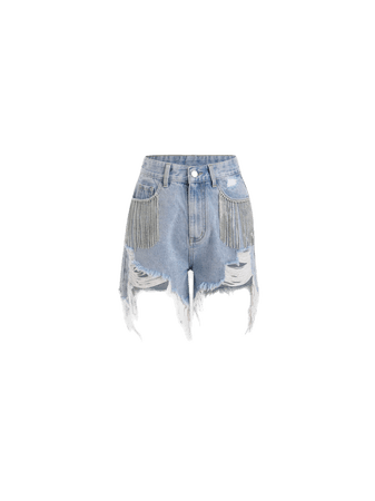 Cider denim shorts silver bejeweled