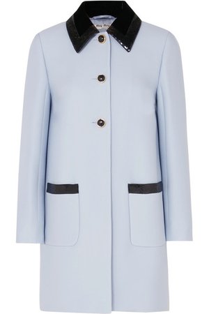 Miu Miu Sequin-embellished velvet-trimmed cady coat