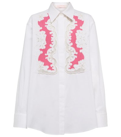 Valentino - Embroidered cutout cotton shirt | Mytheresa