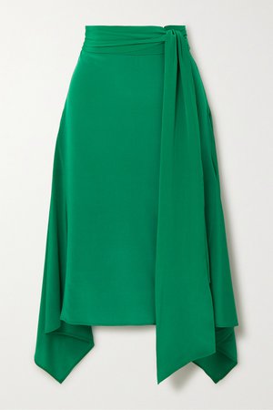 Emerald Alice asymmetric silk crepe de chine midi skirt | Joseph | NET-A-PORTER