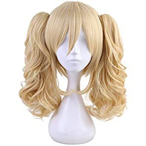 Amazon.com : Curly Wave Short Golden Wigs With Two Ponytails Blonde Pigtails Hair Heat Resistant Synthetic Fiber for Halloween Cosplay Christmas : Beauty & Personal Care