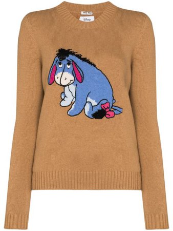 Brown Miu Miu x Disney Eeyore intarsia-knit jumper MML3971XO4 - Farfetch