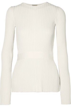 By Malene Birger | Geneva tie-detailed open-back ribbed-knit sweater | NET-A-PORTER.COM