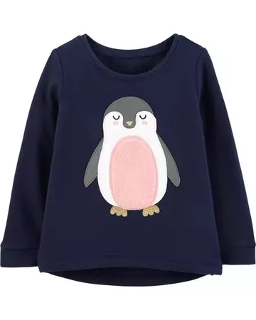 Toddler Girl Penguin Hi-Lo Fleece Top | Carters.com