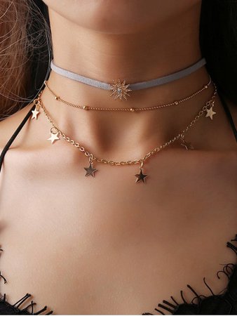 [40% OFF] [HOT] 2020 Multilayered Star Pendant Choker Necklace In GOLD | ZAFUL