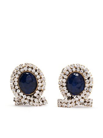 Chanel Pre-Owned 1971-1980s gemstone-embellished clip-on earrings - FARFETCH