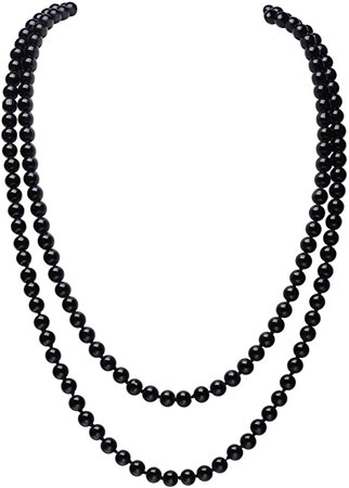 Amazon.com: BABEYOND - 1920s art deco style synthetic pearl necklace, Gatsby style costume party long pearl necklace, alloy, Black, BABEYOND-J-0070-black : Clothing, Shoes and Jewelry