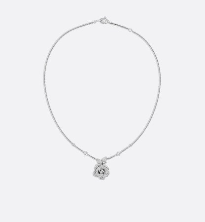 Rose Dior Bagatelle necklace, medium model, in 18k white gold and diamonds - products | DIOR