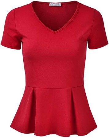 EIMIN Women's Short Sleeve V-Neck Stretchy Flare Peplum Blouse Top KellyGreen 2XL at Amazon Women’s Clothing store