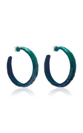 l Jinshanling Sequined Hoop Earrings by Suzanna Dai | Moda Operandi
