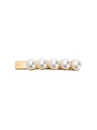 Shop Salvatore Ferragamo pearl-embellished hair clip with Express Delivery - FARFETCH