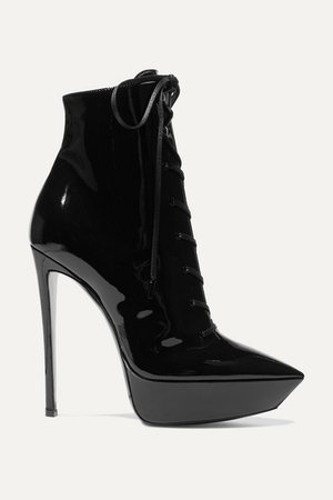 SAINT LAURENT | Betty patent-leather platform ankle boots | NET-A-PORTER.COM