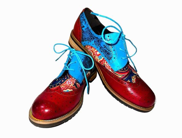 Oxfords brogues red blue