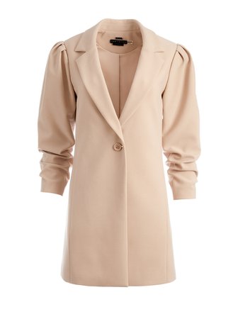 Wenona Ruched Puff Sleeve Blazer In Almond | Alice And Olivia