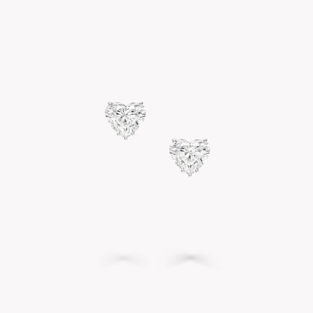 Heart Shape Diamond Stud Earrings, platinum and white gold | Graff
