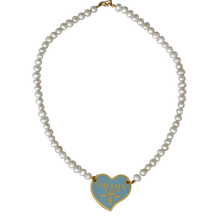 Prada Blue Heart Gold Pearl Necklace – Reluxe Vintage